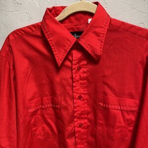 Vintage Bud Berma Men’s Red Wide Collar Dress Shirt Size 16.5
